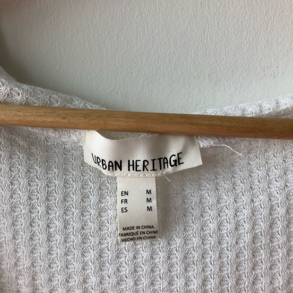 White Knit Deep V Neck Hoodie - Picture 3 of 4